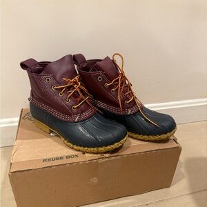 L.L. Bean Burgundy and Navy Winter Boots